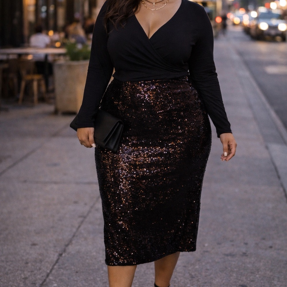 NWT Express Sequin Midi Skirt XL